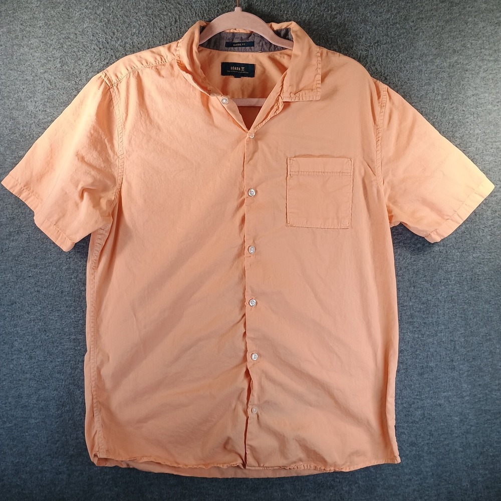 Roark Well Worn Shirt Mens Large Orange Button Short Sleeve‎ Classic Fit RW418